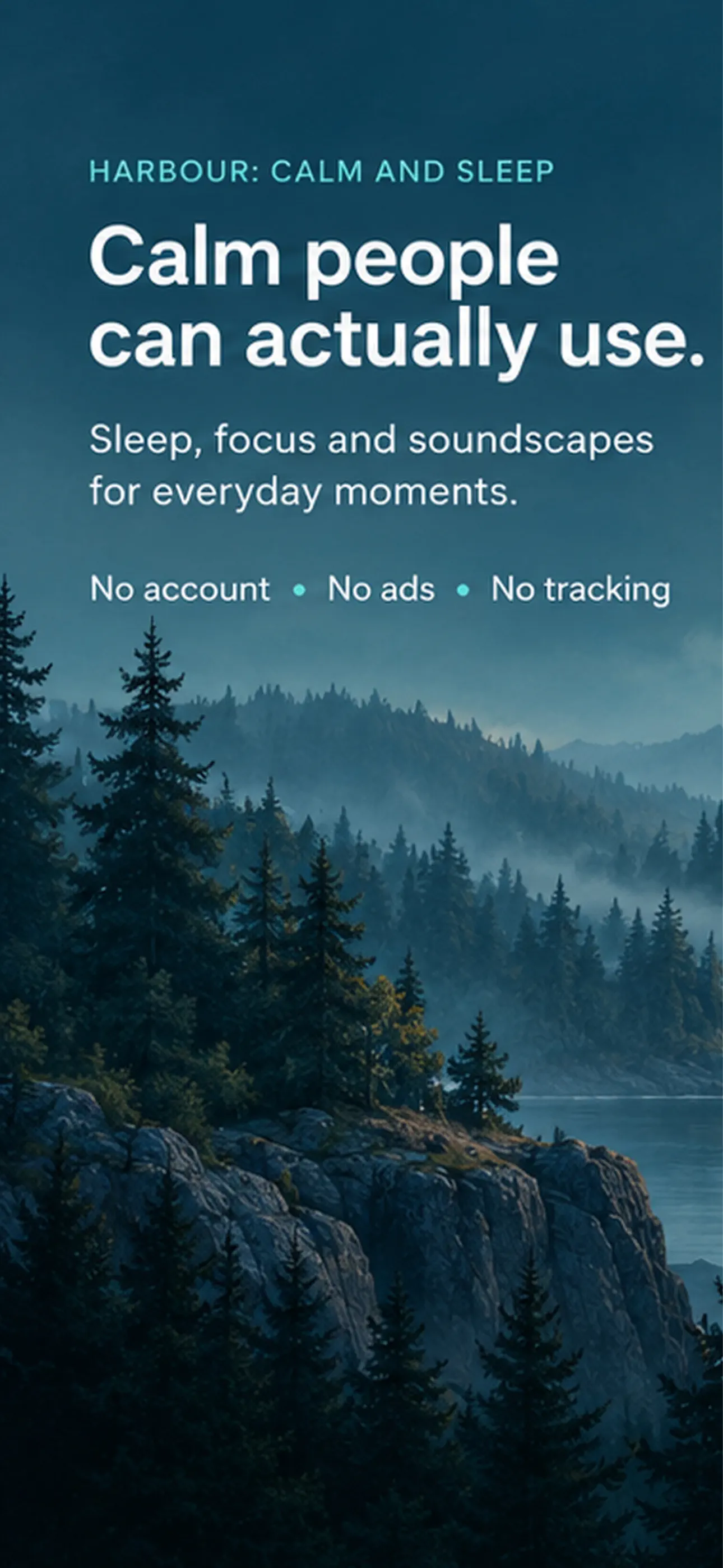 Calm people can actually use, with no account, ads or tracking.